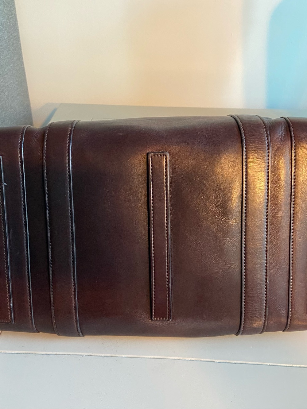 Ralph Lauren Chocolate Brown Leather Satchel with Polished brass logo Hardware - Picture 7 of 7